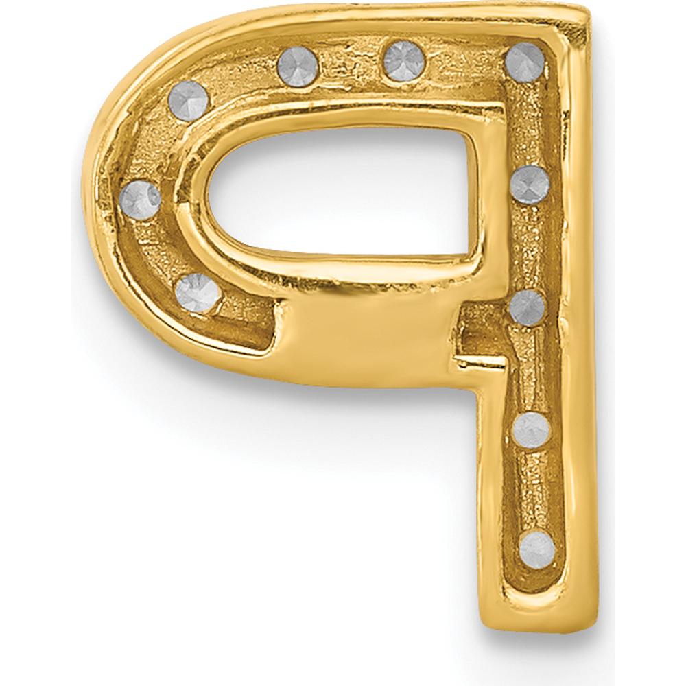 10K Yellow Gold Diamond Letter P Initial Charm with Round Brilliant Diamonds by Oro Pregiato