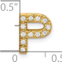 10K Yellow Gold Diamond Letter P Initial Charm with Round Brilliant Diamonds by Oro Pregiato