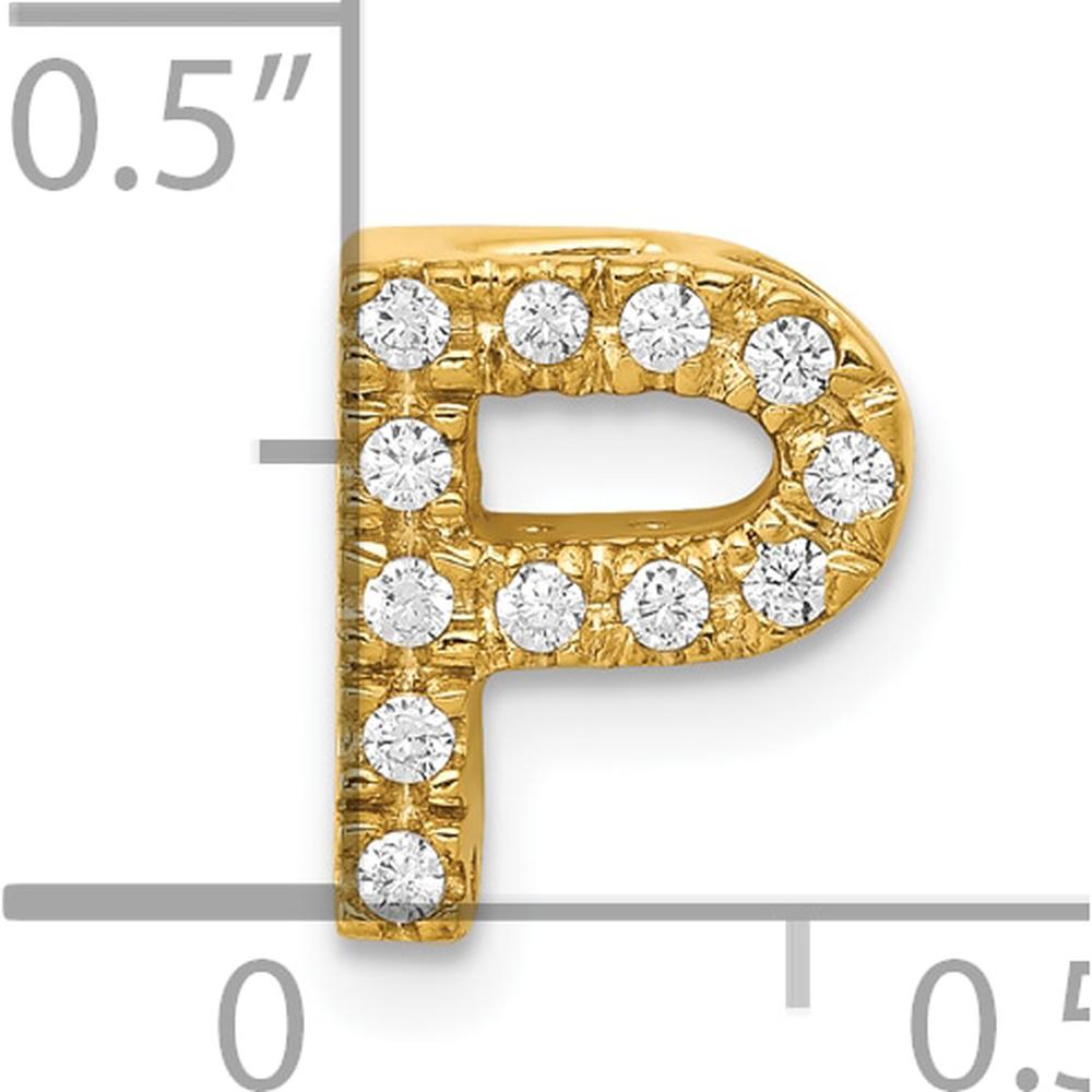 10K Yellow Gold Diamond Letter P Initial Charm with Round Brilliant Diamonds by Oro Pregiato