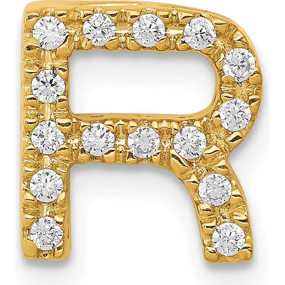 10K Yellow Gold Diamond Letter "R" Initial Charm - Personalized Luxury Pendant with Round Diamonds by Oro Pregiato