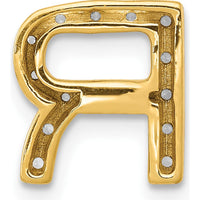 10K Yellow Gold Diamond Letter "R" Initial Charm - Personalized Luxury Pendant with Round Diamonds by Oro Pregiato