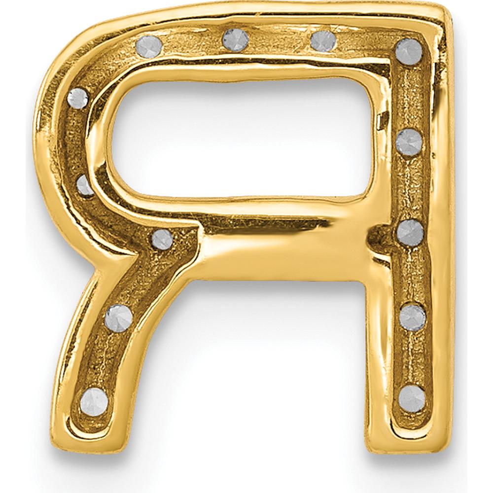10K Yellow Gold Diamond Letter "R" Initial Charm - Personalized Luxury Pendant with Round Diamonds by Oro Pregiato