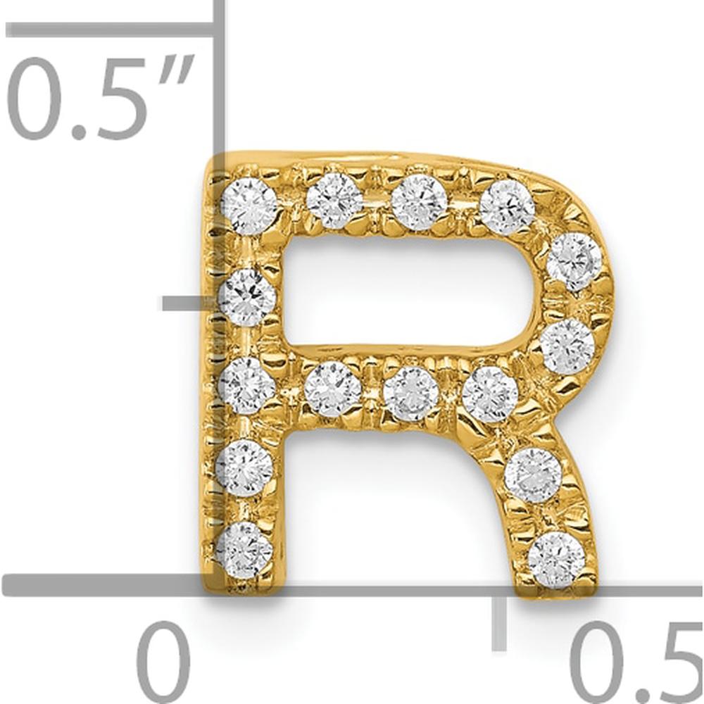 10K Yellow Gold Diamond Letter "R" Initial Charm - Personalized Luxury Pendant with Round Diamonds by Oro Pregiato