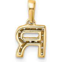 10K Yellow Gold Diamond Letter R Pendant - 0.15 Carat Total Diamond Weight by Oro Pregiato