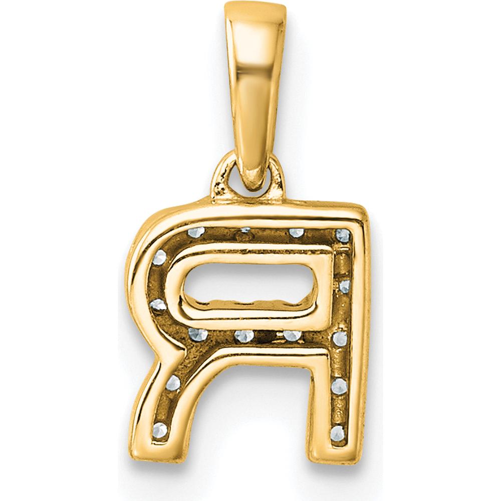 10K Yellow Gold Diamond Letter R Pendant - 0.15 Carat Total Diamond Weight by Oro Pregiato
