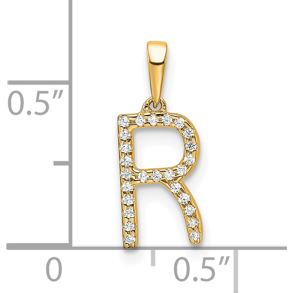 10K Yellow Gold Diamond Letter R Pendant with Polished Finish by Oro Pregiato