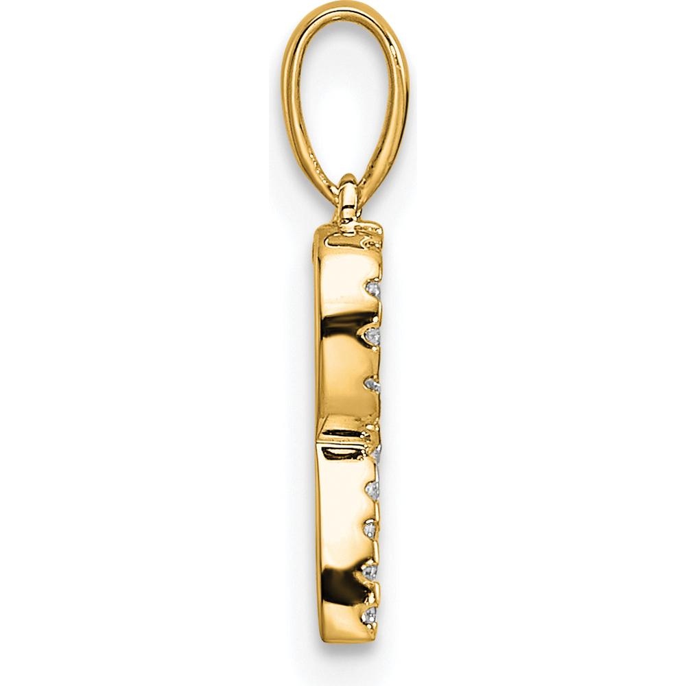 10K Yellow Gold Diamond Letter R Pendant with Polished Finish by Oro Pregiato