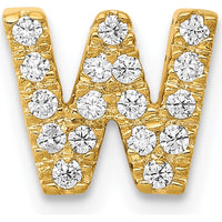 10K Yellow Gold Diamond Letter W Initial Charm with Round Diamonds by Oro Pregiato