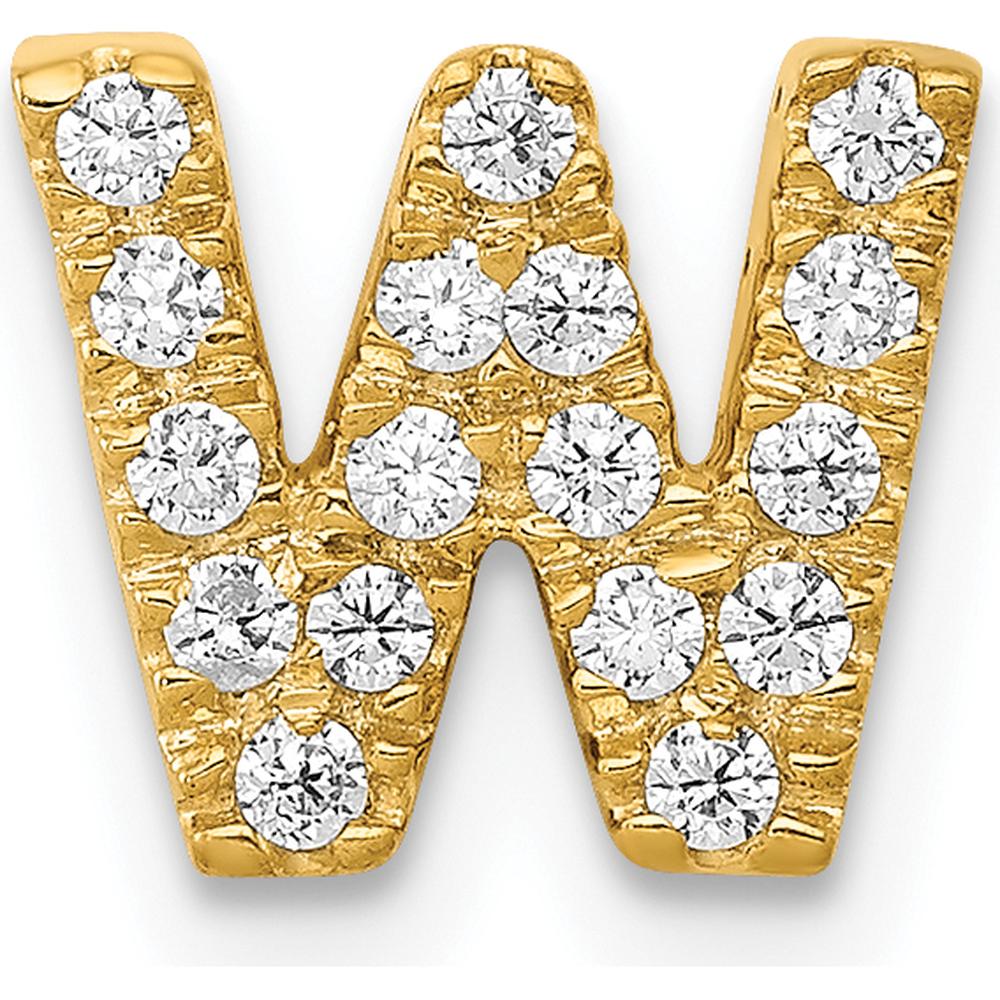 10K Yellow Gold Diamond Letter W Initial Charm with Round Diamonds by Oro Pregiato