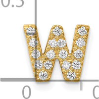 10K Yellow Gold Diamond Letter W Initial Charm with Round Diamonds by Oro Pregiato