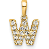 10K Yellow Gold Diamond Letter W Initial Pendant with Round Prong Set Diamonds by Oro Pregiato