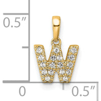 10K Yellow Gold Diamond Letter W Initial Pendant with Round Prong Set Diamonds by Oro Pregiato