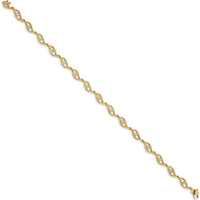 10K Yellow Gold Diamond Link Bracelet - 7.5 inches with Sparkling Diamond Accents by Oro Pregiato