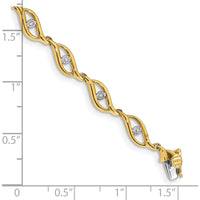 10K Yellow Gold Diamond Link Bracelet - 7.5 inches with Sparkling Diamond Accents by Oro Pregiato