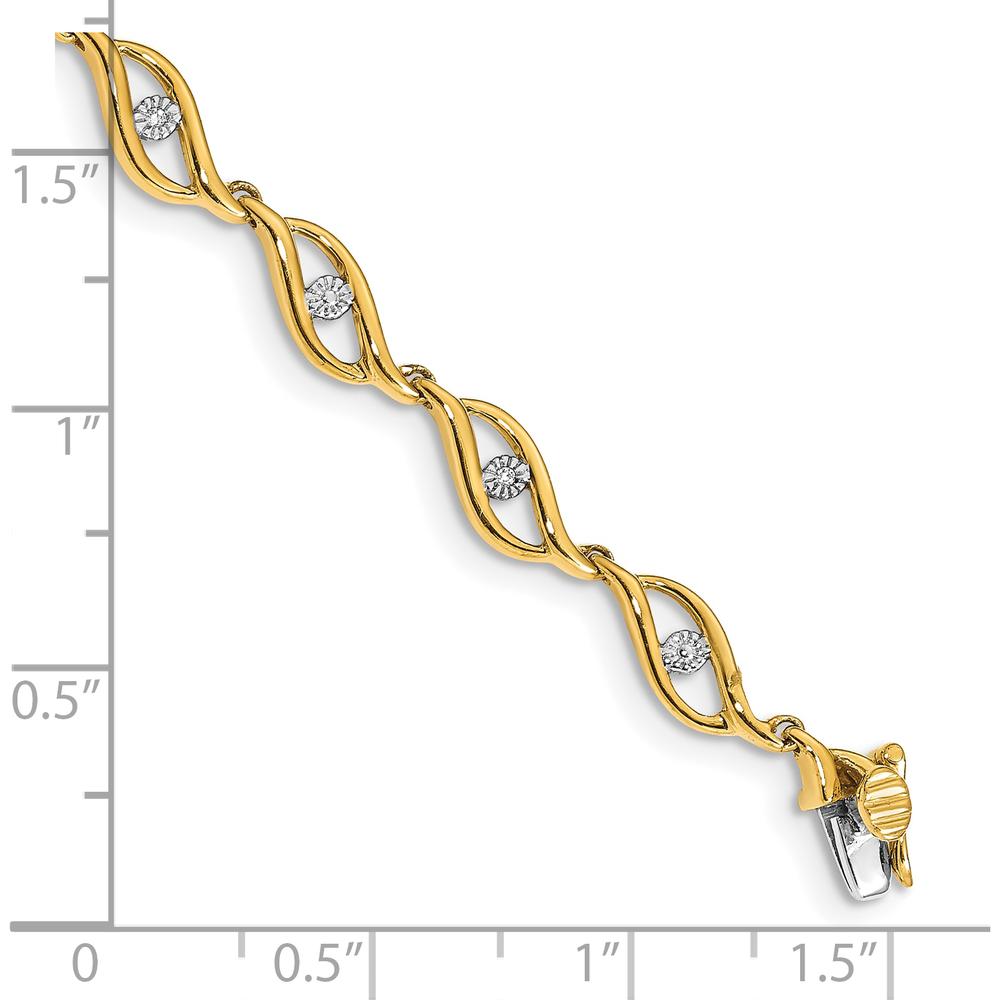 10K Yellow Gold Diamond Link Bracelet - 7.5 inches with Sparkling Diamond Accents by Oro Pregiato