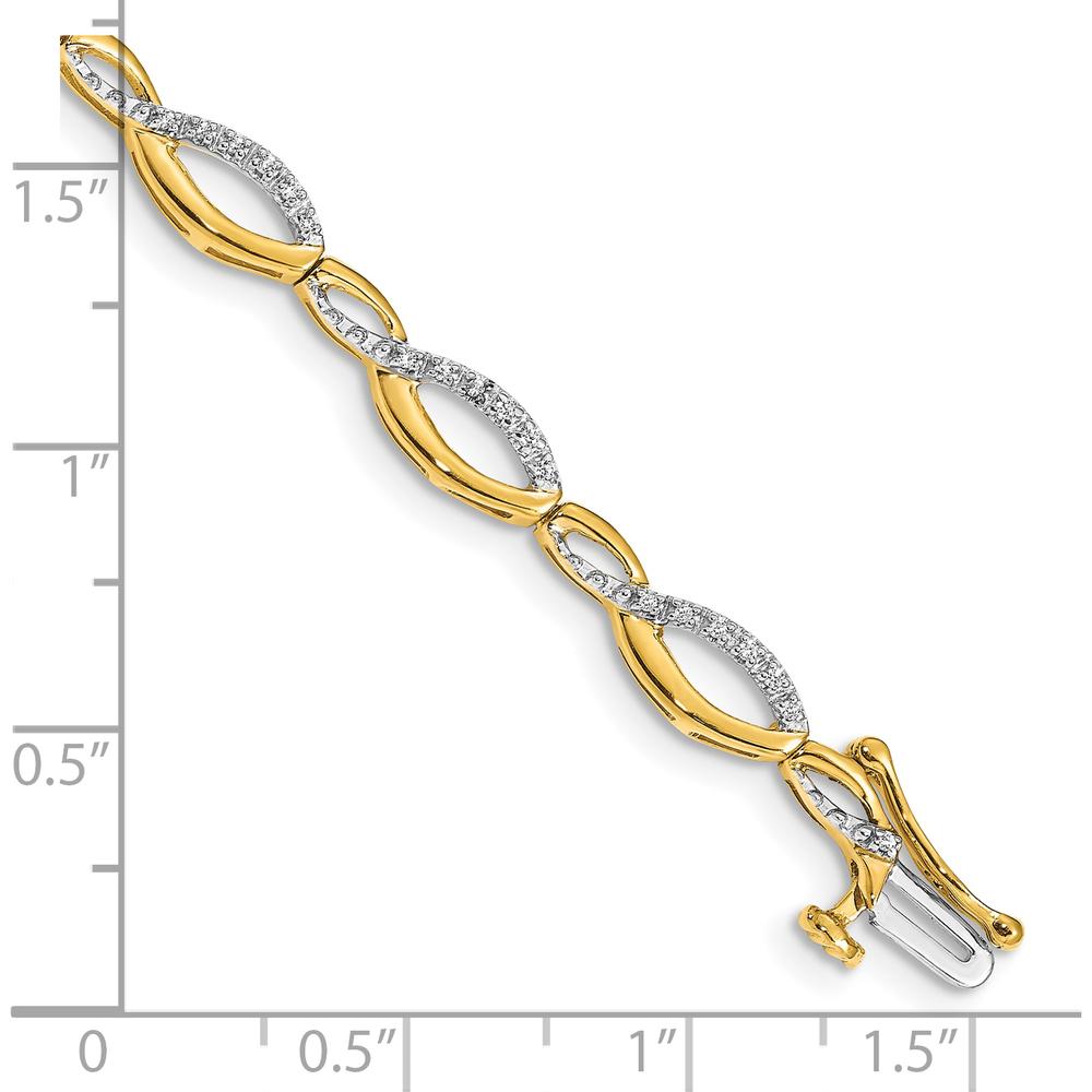 10K Yellow Gold Diamond Link Bracelet with Box Catch Clasp - 1.00 Carats Total Diamond Weight by Oro Pregiato