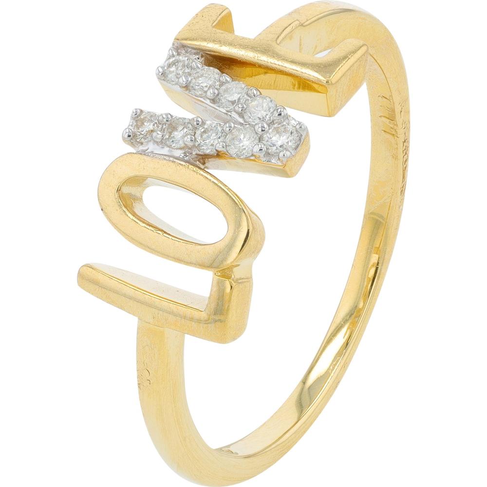 10K Yellow Gold Diamond Love Ring with .10 Carat Diamond Accent in "V"