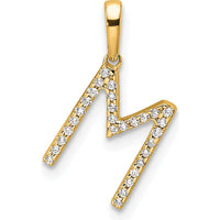 10K Yellow Gold Diamond "M" Initial Pendant - Polished, Personalized, Unisex Design with Brilliant Diamonds by Oro Pregiato