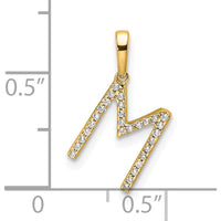 10K Yellow Gold Diamond "M" Initial Pendant - Polished, Personalized, Unisex Design with Brilliant Diamonds by Oro Pregiato