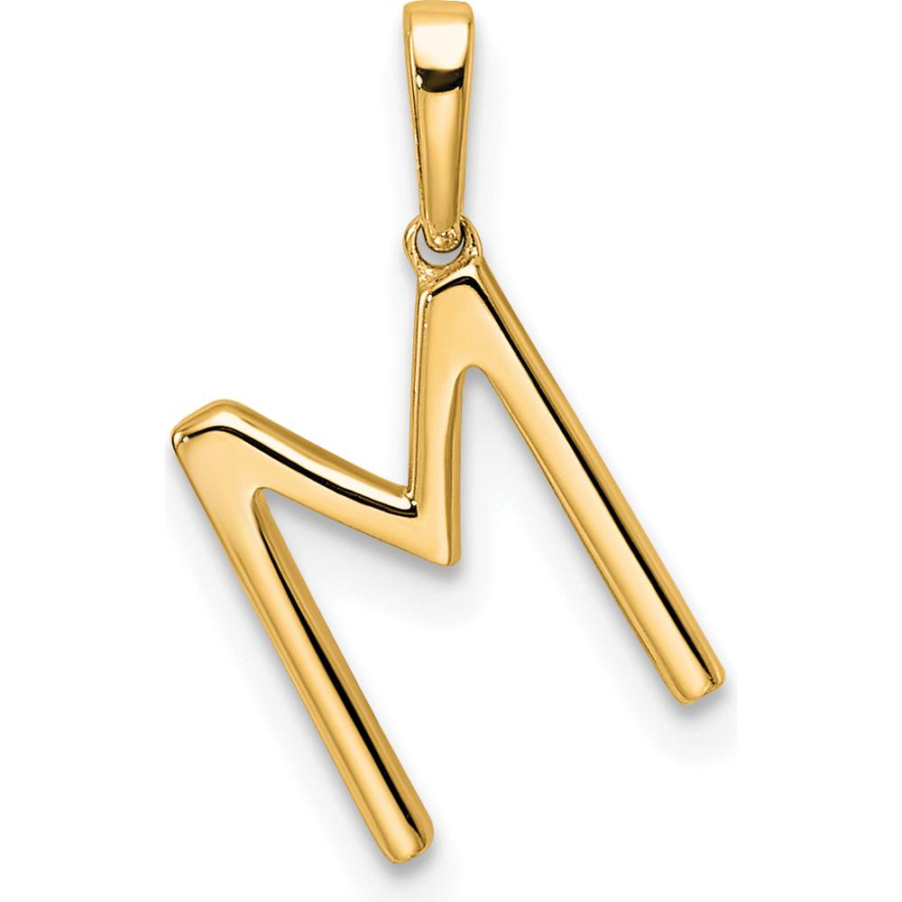 10K Yellow Gold Diamond "M" Initial Pendant - Polished, Personalized, Unisex Design with Brilliant Diamonds by Oro Pregiato