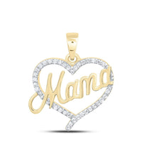10K Yellow Gold Diamond Mama Heart Pendant - 1/7 Carat Total Diamond Weight
