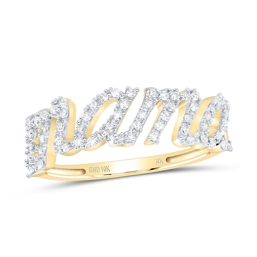 10K Yellow Gold Diamond Mama Heart Ring - 1/5 Carat Total Diamond Weight