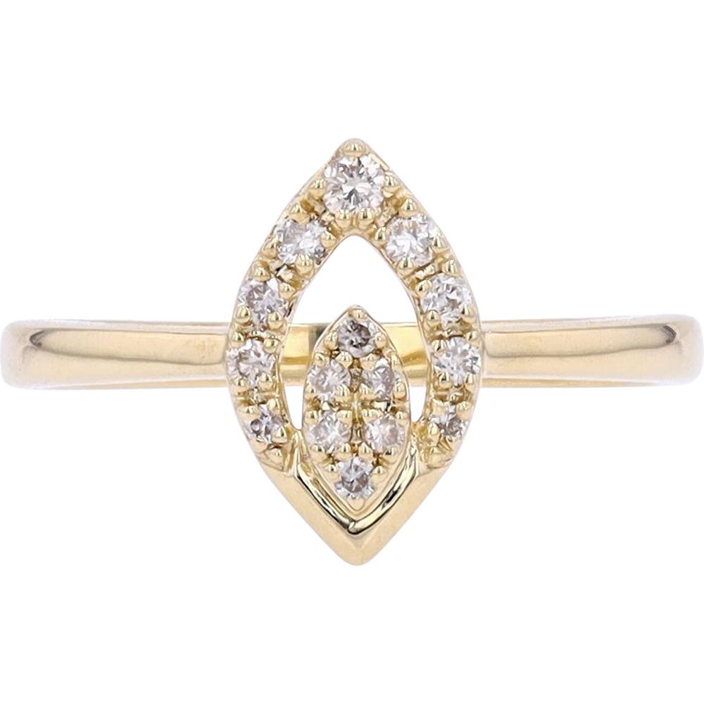 10K Yellow Gold Diamond Marquise Shaped Ring - 0.15 Carats Total Diamond Weight