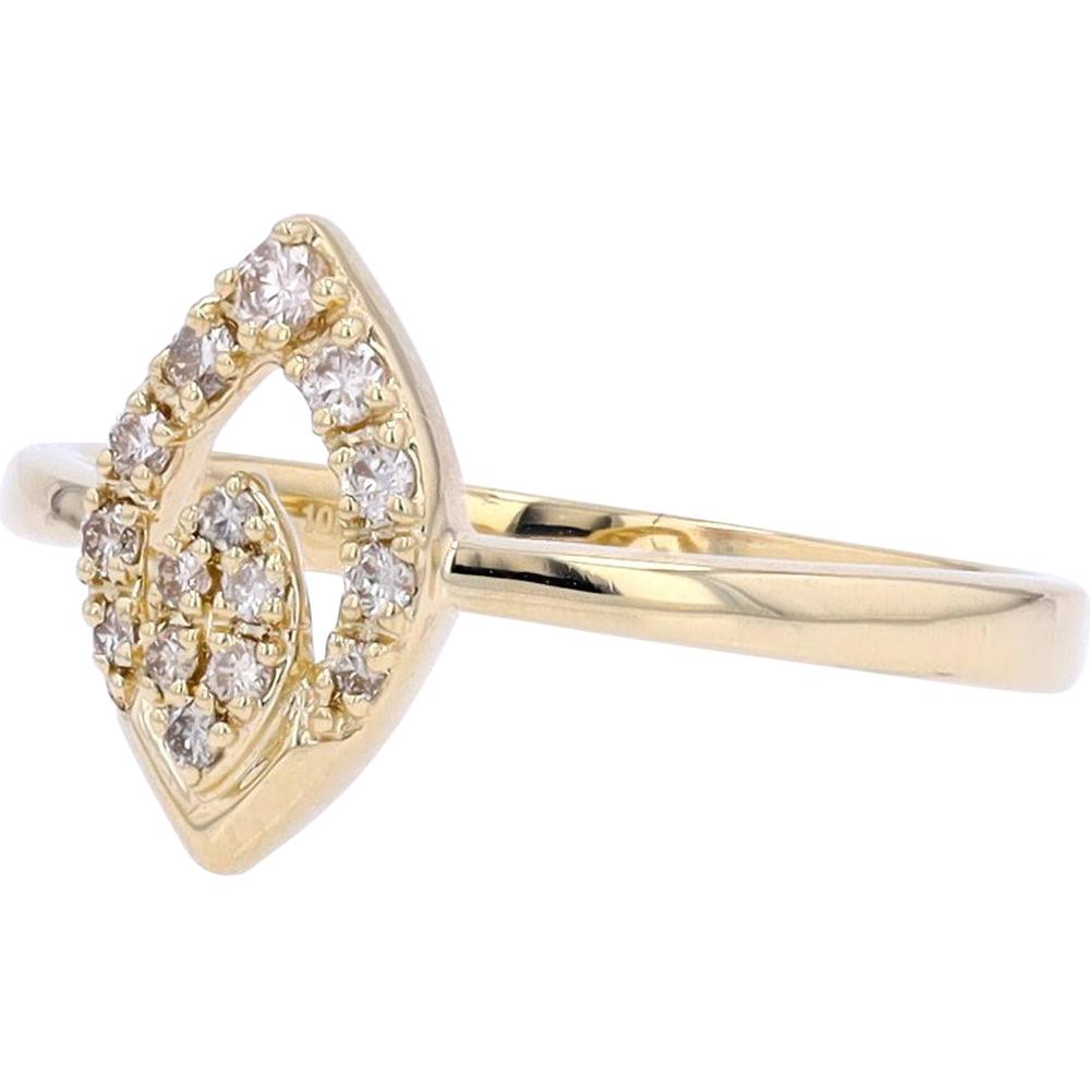 10K Yellow Gold Diamond Marquise Shaped Ring - 0.15 Carats Total Diamond Weight