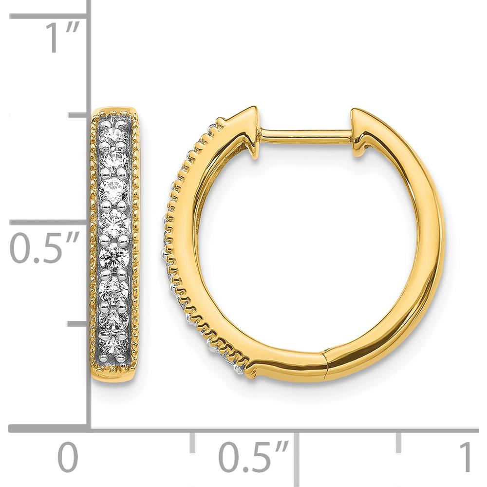 10K Yellow Gold Diamond Milgrain Hinged Hoop Earrings - 1.0 Carat Total Diamond Weight by Oro Pregiato