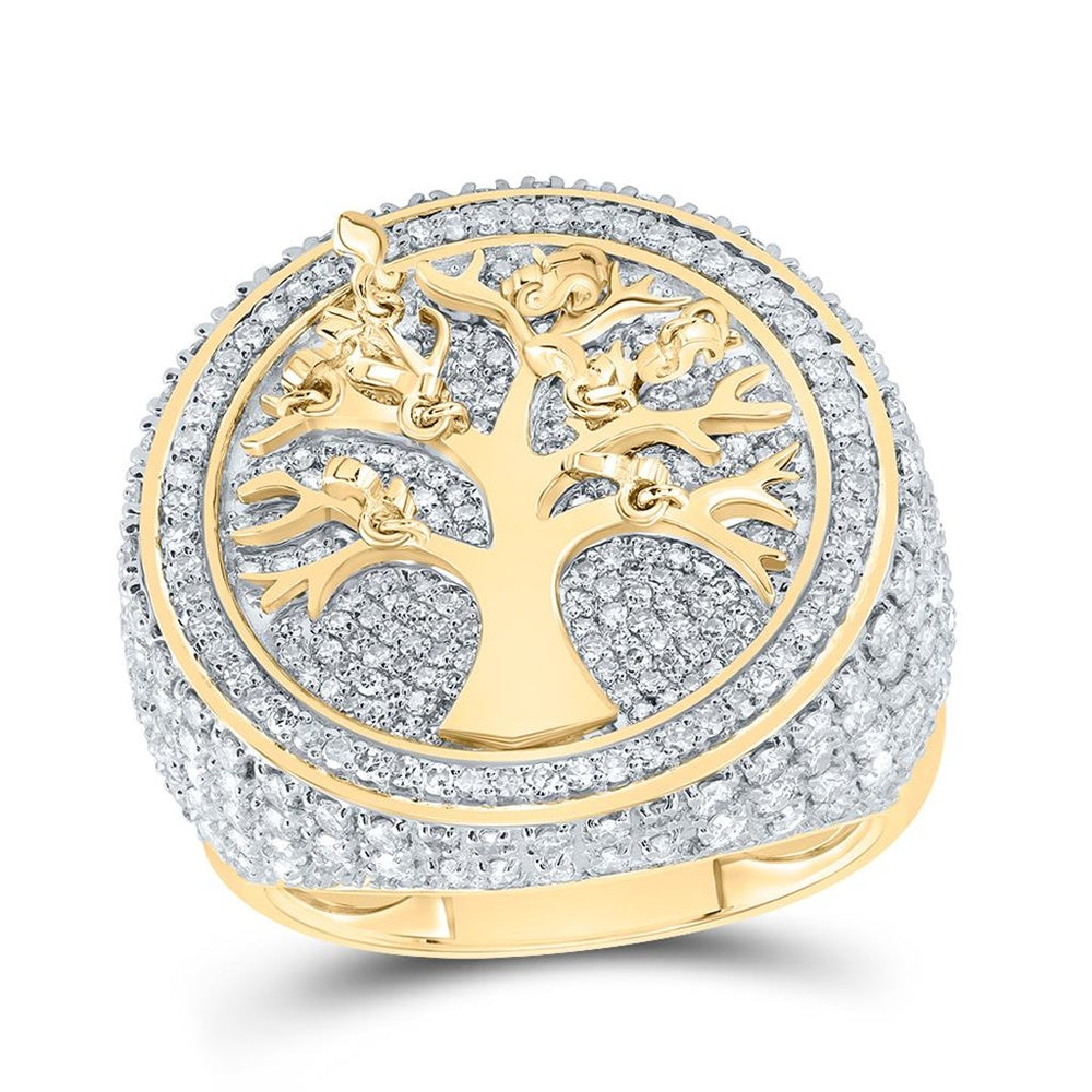 10K Yellow Gold Diamond Money Tree Ring - 2 1/2 Carat Total Diamond Weight