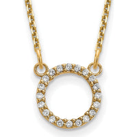 10K Yellow Gold Diamond Open Circle Pendant Necklace - 0.08 Carat Total Diamond Weight