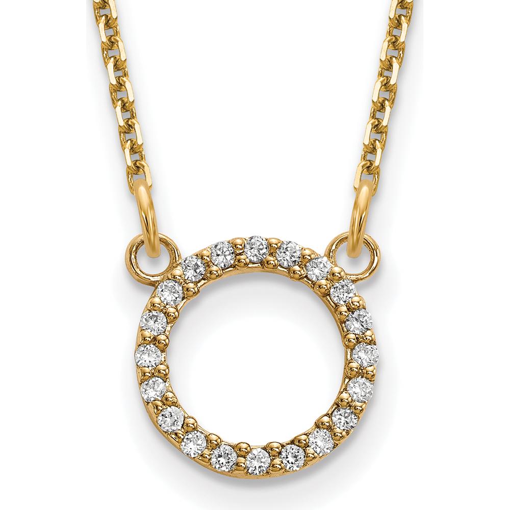 10K Yellow Gold Diamond Open Circle Pendant Necklace - 0.08 Carat Total Diamond Weight