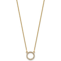 10K Yellow Gold Diamond Open Circle Pendant Necklace - 0.08 Carat Total Diamond Weight