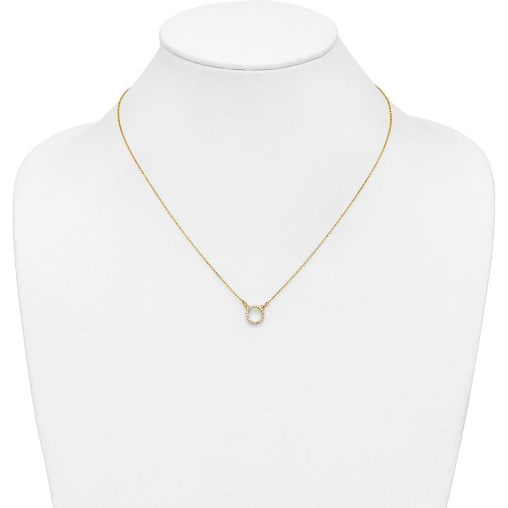 10K Yellow Gold Diamond Open Circle Pendant Necklace - 0.08 Carat Total Diamond Weight