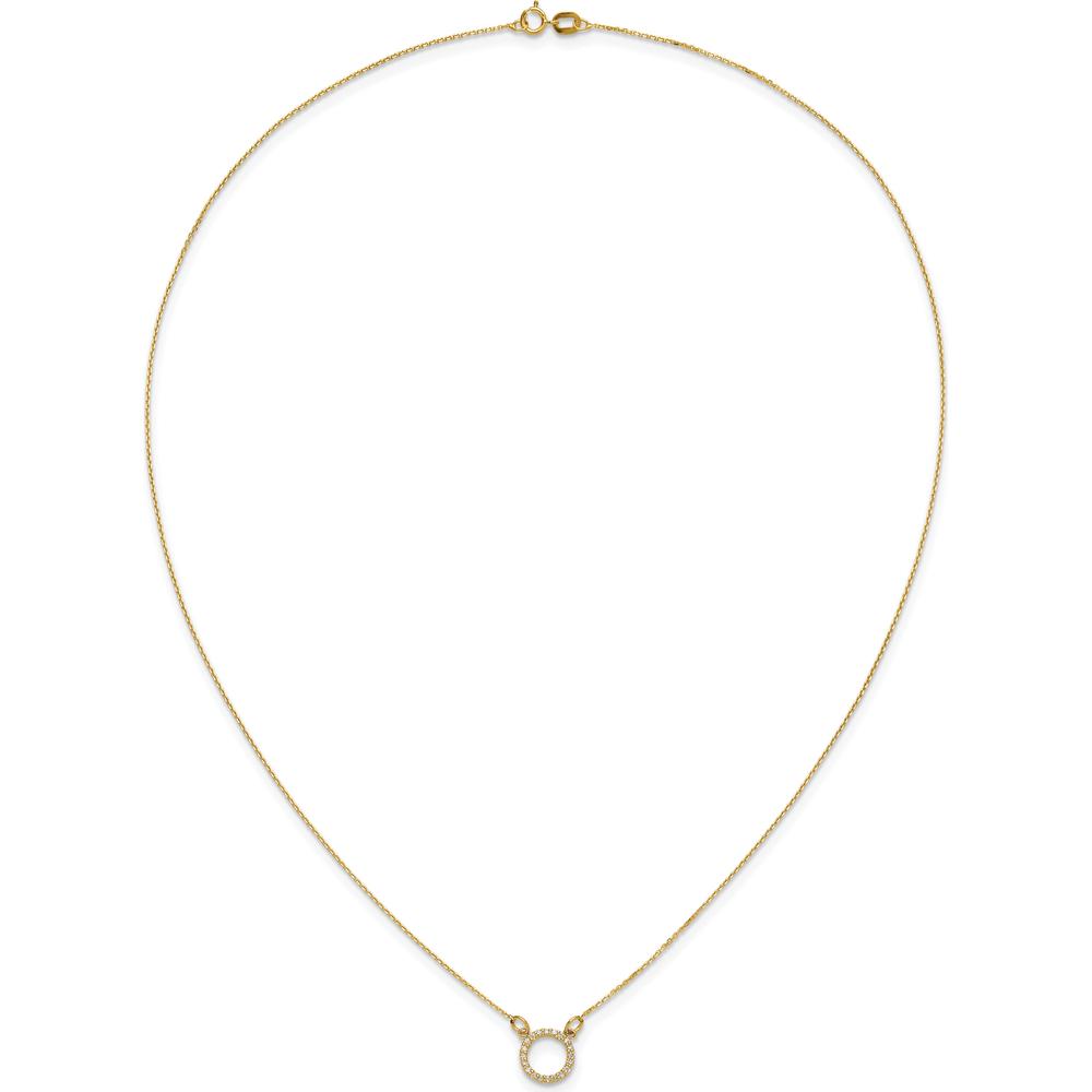 10K Yellow Gold Diamond Open Circle Pendant Necklace - 0.08 Carat Total Diamond Weight