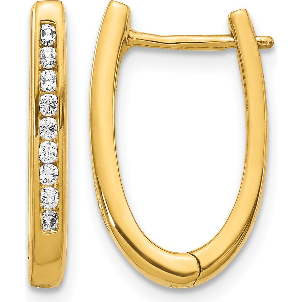 10K Yellow Gold Diamond Oval Hinged Hoop Earrings - 1.00 Carat Total Diamond Weight by Oro Pregiato