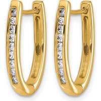 10K Yellow Gold Diamond Oval Hinged Hoop Earrings - 1.00 Carat Total Diamond Weight by Oro Pregiato