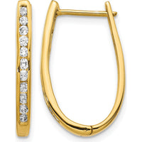 10K Yellow Gold Diamond Oval Hinged Hoop Earrings - 1.00 Carat Total Diamond Weight by Oro Pregiato