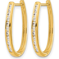 10K Yellow Gold Diamond Oval Hinged Hoop Earrings - 1.00 Carat Total Diamond Weight by Oro Pregiato
