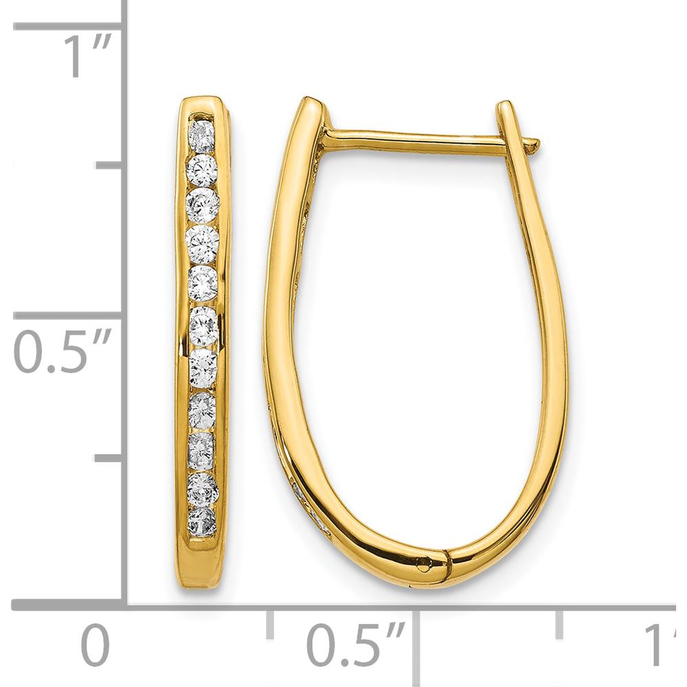 10K Yellow Gold Diamond Oval Hinged Hoop Earrings - 1.00 Carat Total Diamond Weight by Oro Pregiato