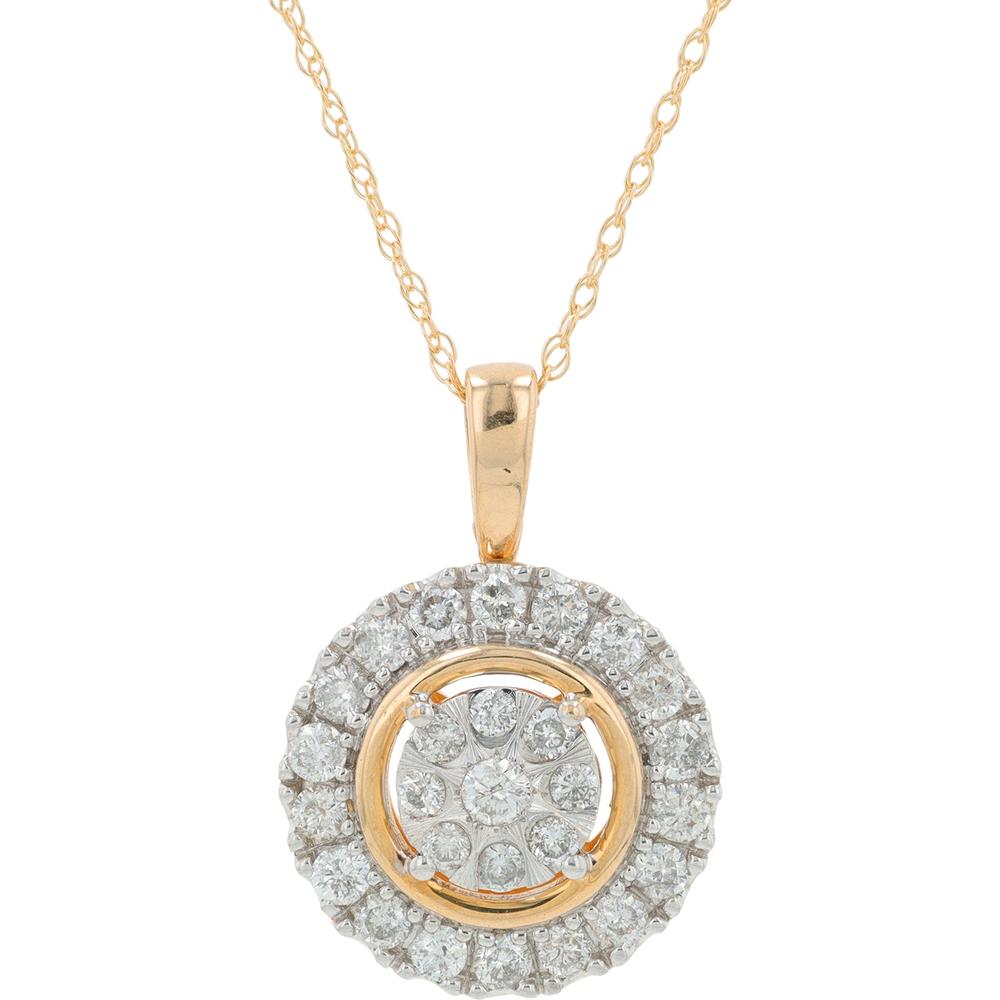 10K Yellow Gold Diamond Pendant with Round Diamonds - 0.50 Carat Total Diamond Weight