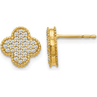 10K Yellow Gold Diamond Quatrefoil Post Earrings - 1.00 Carat Total Diamond Weight by Oro Pregiato