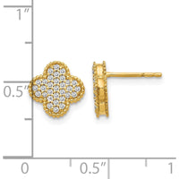10K Yellow Gold Diamond Quatrefoil Post Earrings - 1.00 Carat Total Diamond Weight by Oro Pregiato