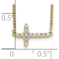 10K Yellow Gold Diamond Sideways Cross Necklace - 0.15 Carat Total Diamond Weight by Oro Pregiato