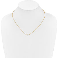 10K Yellow Gold Diamond Sideways Cross Necklace - 0.15 Carat Total Diamond Weight by Oro Pregiato
