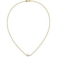 10K Yellow Gold Diamond Sideways Cross Necklace - 0.15 Carat Total Diamond Weight by Oro Pregiato