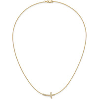 10K Yellow Gold Diamond Sideways Cross Necklace - 18 Inches by Oro Pregiato