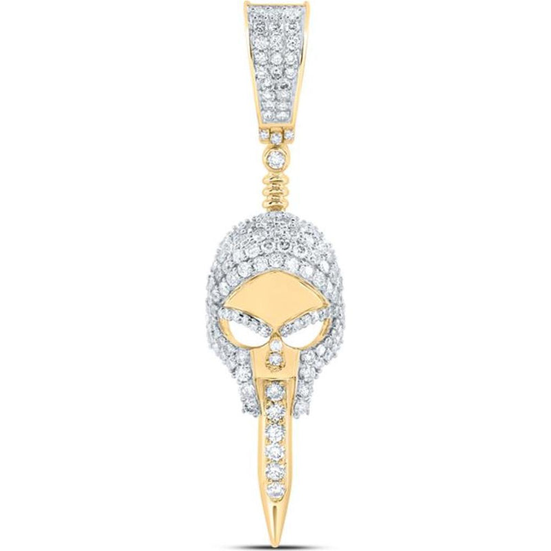 10K Yellow Gold Diamond Skull Pendant with 1.06 Carat s Total Diamond Weight
