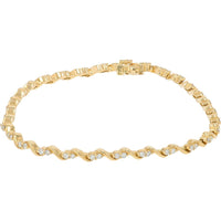10K Yellow Gold Diamond Station Bracelet - 0.75 Carat Total Diamond Weight