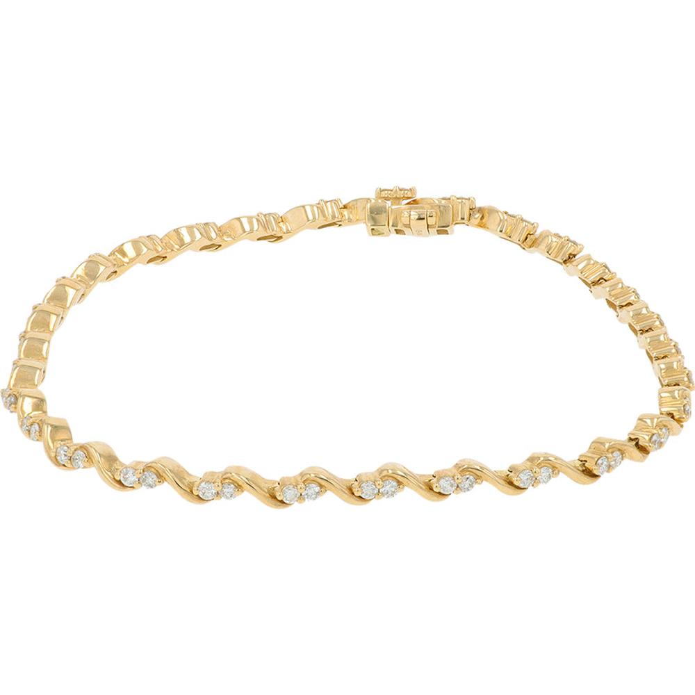10K Yellow Gold Diamond Station Bracelet - 0.75 Carat Total Diamond Weight